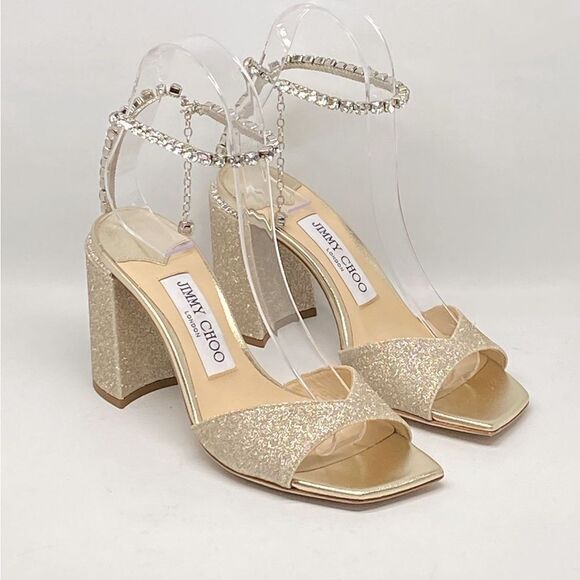 Jimmy Choo  Saeda 85MM Glitter Sandals size 35.5 - Picture 7 of 15